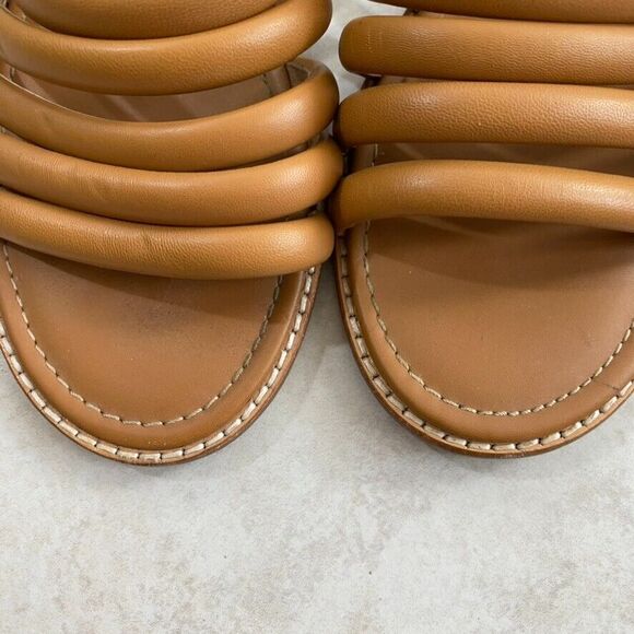 Madewell Sandals Sz 6.5‎ Addie Cognac Leather Slide Flat Minimalist Casual Boho - Picture 3 of 12